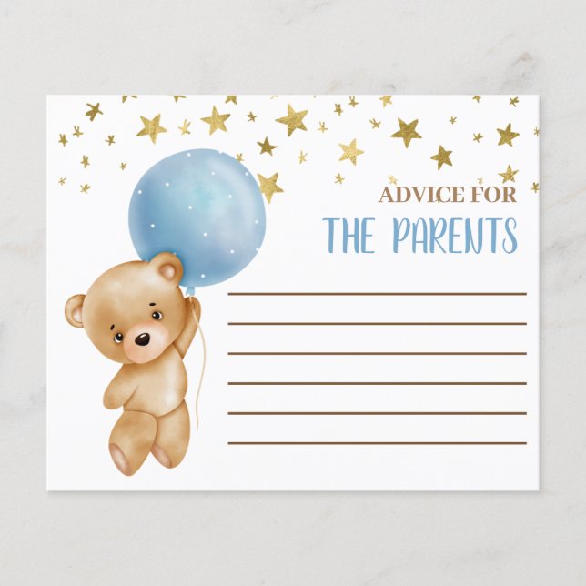 Blue Boy Bear Advice para o cartão da mãe (Frente)