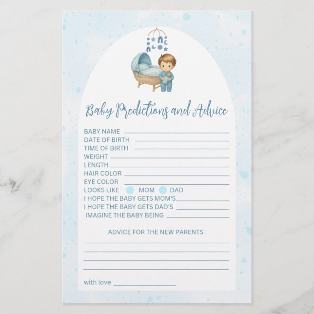 Blue Boy Nursery predications e cartão de aconselh (Frente)