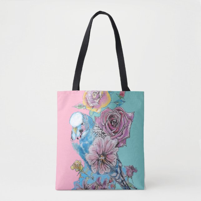 Blue Budget Rosa Fllower Tote Bag (Frente)