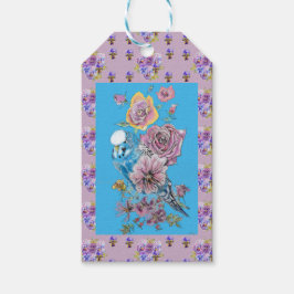 Blue Budget Watercolor floral Damas - Etiqueta de