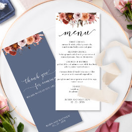 Blue Burgundy, Blush Intricate Floral Menu
