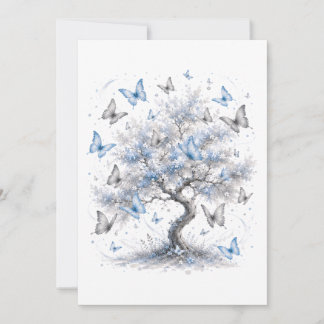 Blue Butterfly Tree Stationery Envelope