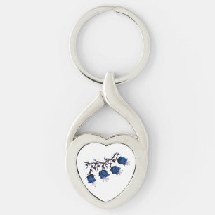Blue Canterbury Bells Twisted Heart Chaveiro