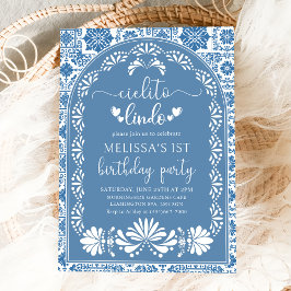 Blue Cielito lindo México Convite de aniversário