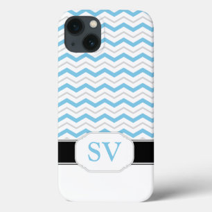 Blue & Cinza Chevron Monograma iPad 2/3/4 Caso