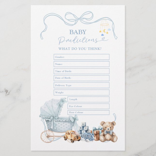 Blue Coquette Baby Carriage Baby Predictions  (Frente)