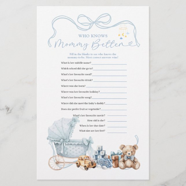 Blue Coquette Baby Carriage Who Know Mommy Better (Frente)