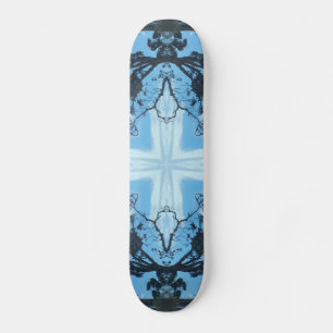 Blue Cross Nature Pattern Skateboard