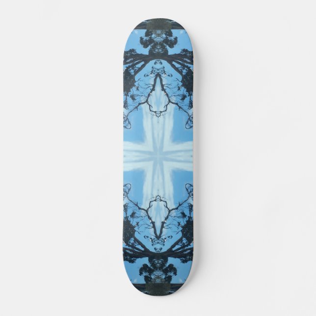 Blue Cross Nature Pattern Skateboard (Frente)