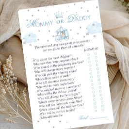 Blue Crown Mommy or Daddy Baby Shower Game Card