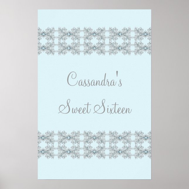 Blue Crystal Lace Doce Dezesseis Poster (Frente)