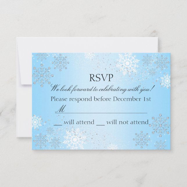Blue Crystal Snowflake Winter Wonderland RSVP (Frente)