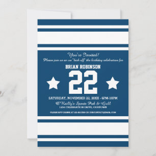 Blue de Jersey Convites de festas brancos