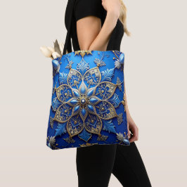 Blue Decorative Christmas Holiday Tote Bag
