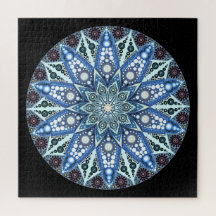 Blue Diamond Mandala Quebra-cabeça