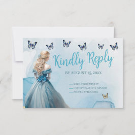 Blue Dourada Butterfly Princess Quinceañera RSVP