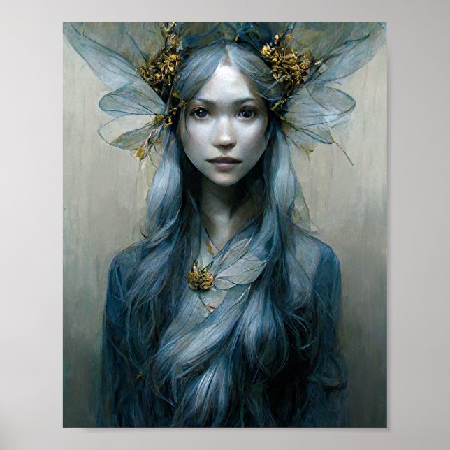Blue Dourado Fairy Fantasy Art Poster (Frente)