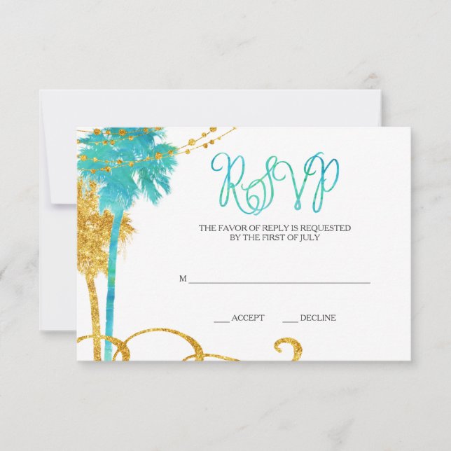 Blue Dourado Watercolor Beach Bat Mitzvah RSVP (Frente)