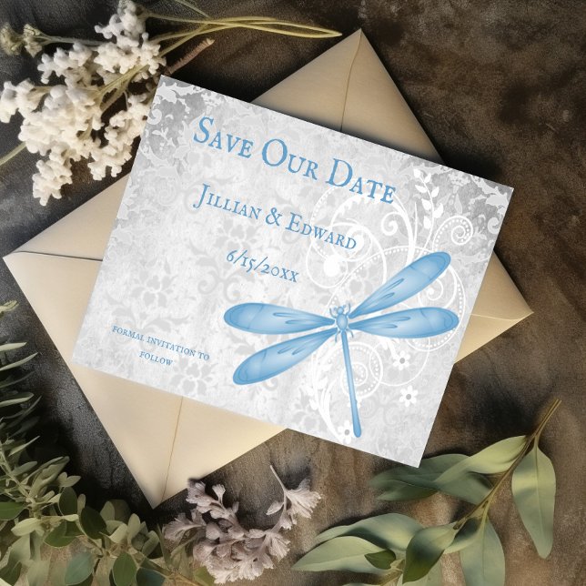 Blue Dragonfly Salve O Anúncio De Data (Blue Dragonfly Save the Date)