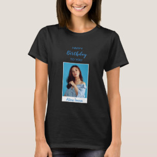 Blue Elegant Happy Birthday - Camisa de Foto