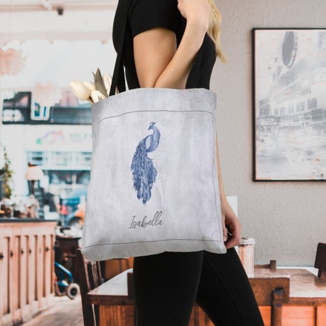 Blue Elegant Peacock Personalizado Tote Bag (Blue Elegant Peacock Personalized Tote Bag)