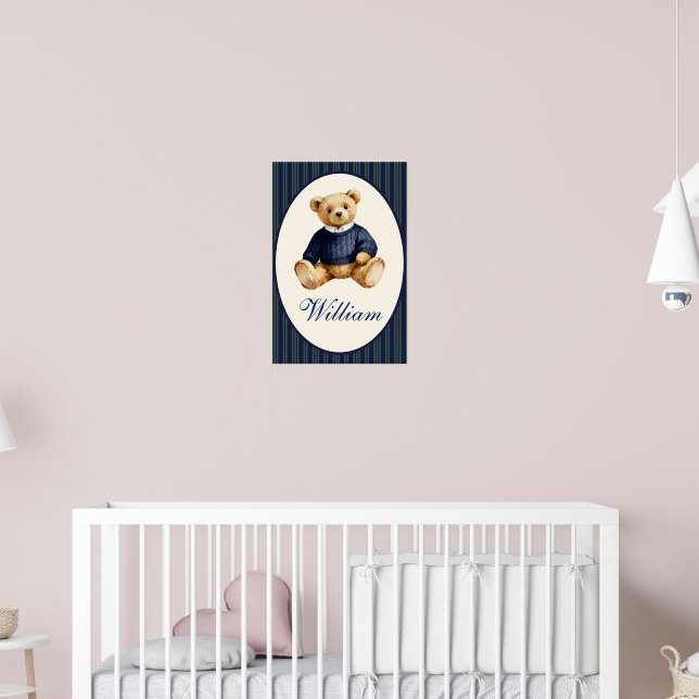 Blue Elegant Teddy Bear Poster (Berçário 2)