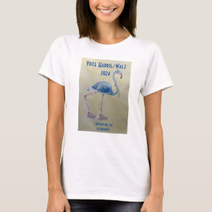 Blue Flamingo com camiseta Pérolas Vote Harris/Wal