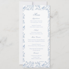 Blue Floral and Bird Toile Wedding Menu Card