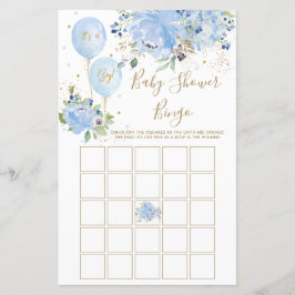 Blue Floral Balloons - Chá de fraldas Bingo