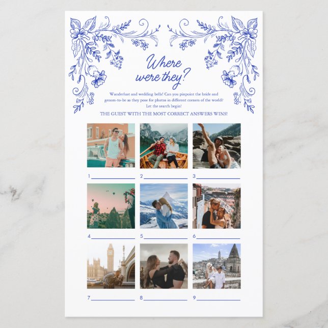 Blue Floral Chá de panela onde eles estavam jogand (Frente)