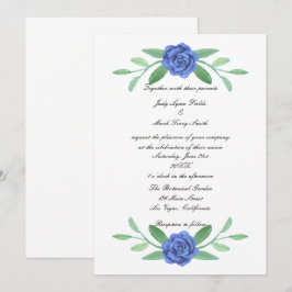 Blue Floral Greenery Foliage Convite para Casament