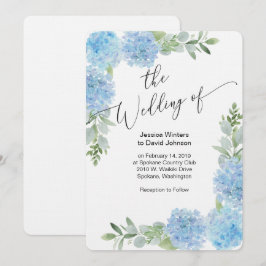 Blue Floral Hydrangea design de Convite para Casam