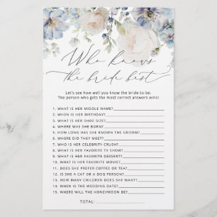 Blue Floral que conhece a noiva do melhor jogo de