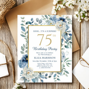 Blue Floral Surprise 75.º Convite de Orçamento