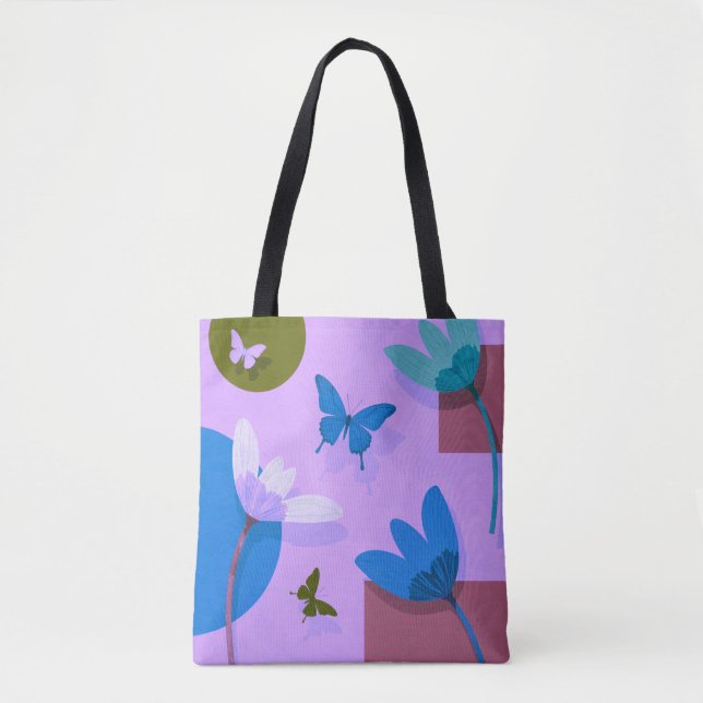 Blue Floral Tote Bag – Modern Abstract Design (Frente)