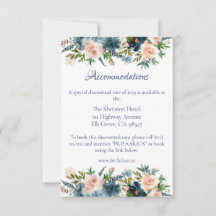 Blue Floral Watercolor Details Insert Card