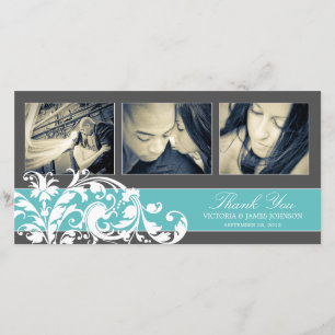BLUE FLOURISH CARTÕES DE AGRADECIMENTOS DE CASAM