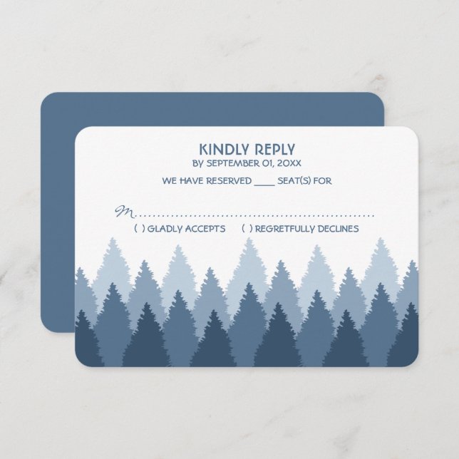 Blue Forest Range Woodland Weding RSVP (Frente/Verso)