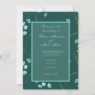 Blue Garden Watercolor Stems Casamento Convite