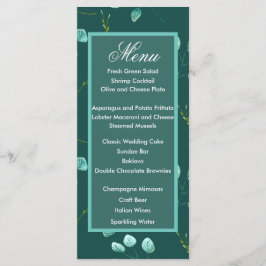 Blue Garden Watercolor Stems Weding Menu