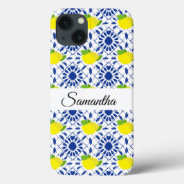 Blue Geometric Lemon Tile