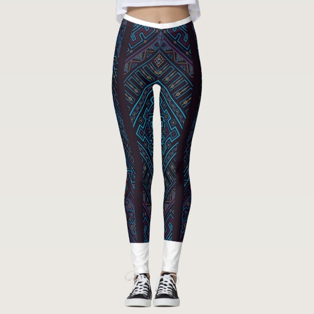 Blue Geometric Pattern Leggings  (Frente)