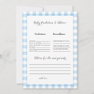 Blue Gingham Baby Predictions II Convite