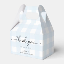 Blue Gingham Birthday Obrigado Caixa de Favor