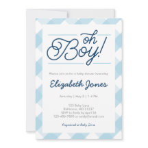 Blue Gingham "Oh Boy" Bebê Convites