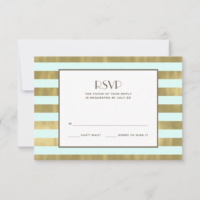 Blue Gold Foil Stripes RSVP (Frente)