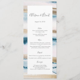 Blue gold watercolor Menu ou Program Card