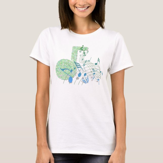 Blue & Green Music Notes Bella Fllowe Circle Top (Frente)
