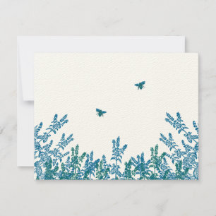 Blue Green Wild Flower Bee Weding RSVP #3