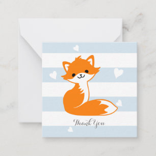 Blue Heart Fox Obrigado Cartões de Nota